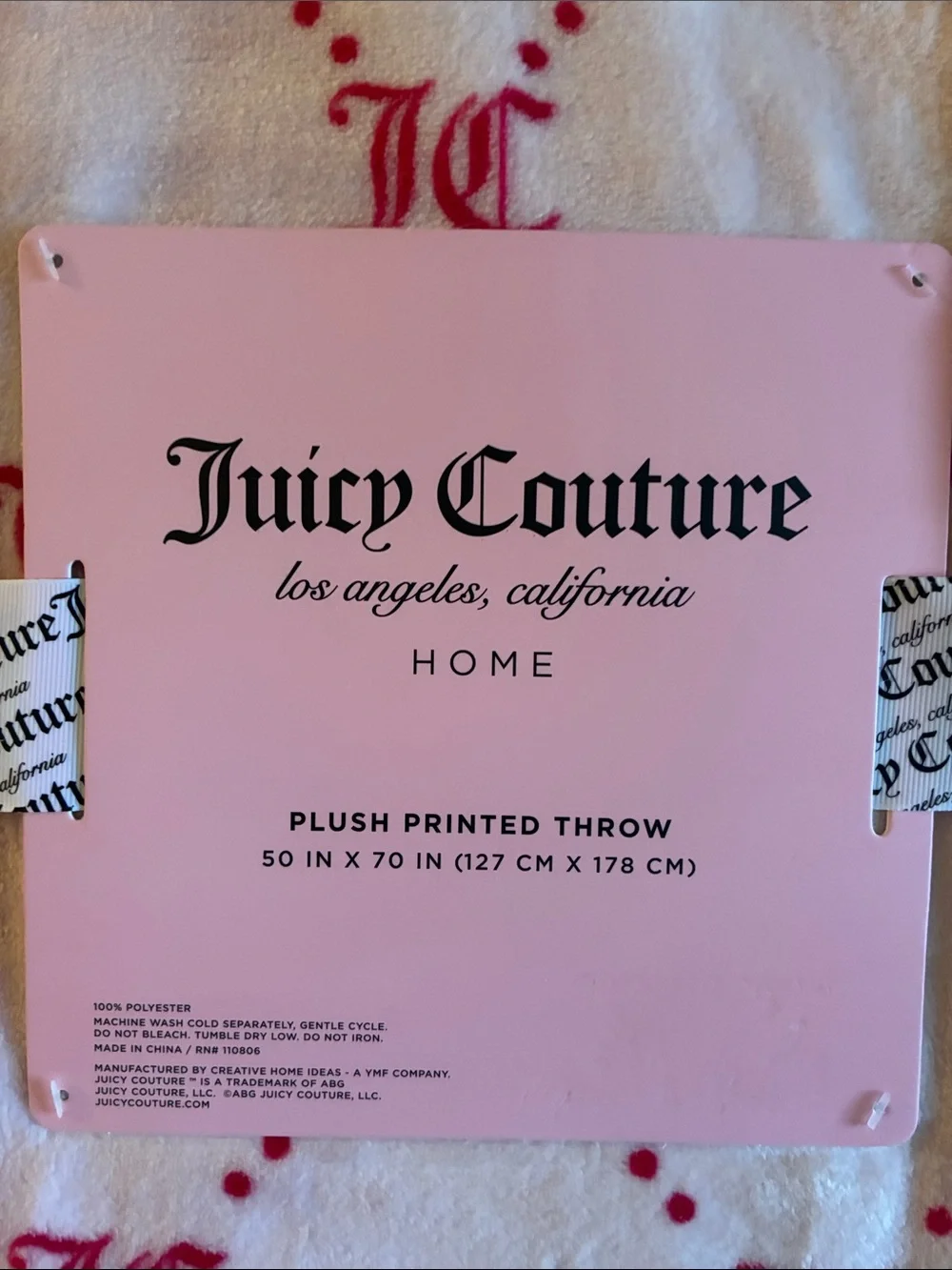 Juicy Couture Light Pink & Hot Pink Logo Plush Throw Blanket